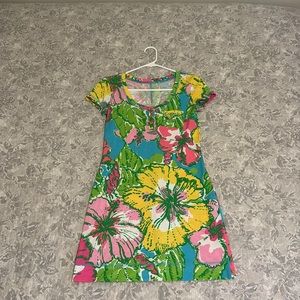Lilly Pulitzer Tropical Floral Pima Cotton T-Shirt Dress Women’s Size XS